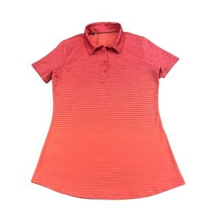 Under‎ Armour HeatGear Polo Women's Small Golf Shirt Fitted Pink Stripe Athletic